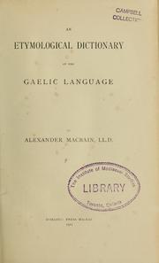 Cover of: An Etymological Dictionary of the Gaelic Language