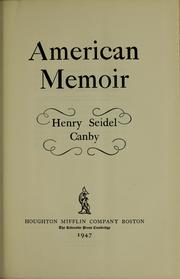Cover of: American memoir.