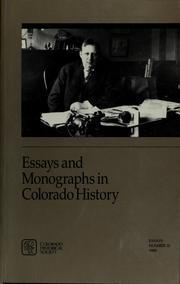 Cover of: Essays in Colorado history 1989 no.10