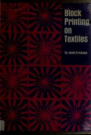 Cover of: Block printing on textiles