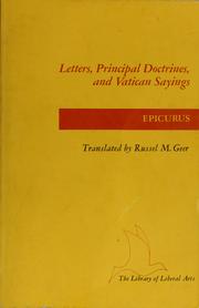Cover of: Letters, Principal Doctrines and Vatican sayings by Russel M. Geer