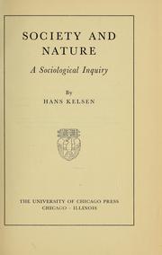 Cover of: Society and nature: a sociological inquiry