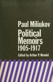 Cover of: Political memoirs, 1905-1917