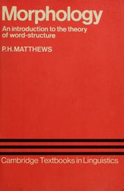 Cover of: Morphology by P. H. Matthews