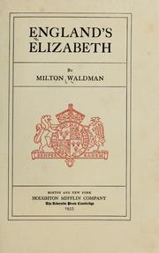 Cover of: England's Elizabeth by Milton Waldman