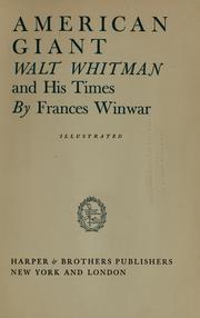 Cover of: American giant: Walt Whitman and his times