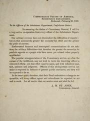 Cover of: [Circular] to the officers of the Subsistence Department, Confederate States