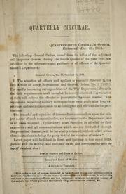Cover of: Quarterly circular: Quartermaster general's office, Richmond, December 31, 1864