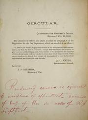 Cover of: Circular: Quartermaster General's Office, Richmond, Feb. 19, 1862. [Concerning the payment of officers