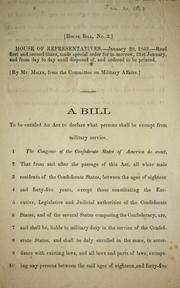 Cover of: A bill to be entitled An act to declare what persons shall be exempt from military service