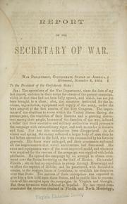 Cover of: Report of the Secretary of War: Richmond, November 3, 1864