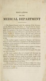 Cover of: Regulations for the Medical Department of the military forces of North Carolina by North Carolina. Surgeon General