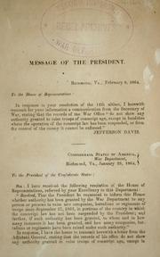 Cover of: Message of the President ... February 8, 1864