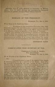 Cover of: Message of the President [transmitting a communication from the Secretary of War, covering a copy of the official report of General Joseph E. Johnston