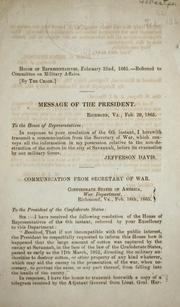 Cover of: Message of the President ... Feb. 20, 1865