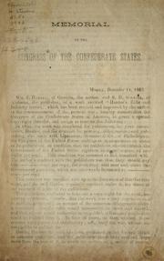 Cover of: Memorial to the Congress of the Confederate States.
