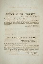 Cover of: Letter of Secretary of War [transmitting a letter of Quartermaster General: requesting that the amount required to pay for horses of volunteers be increased to four million dollars]