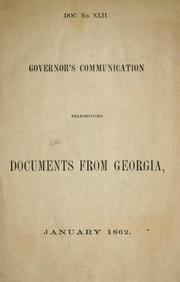 Cover of: Governor's communication transmitting documents from Georgia