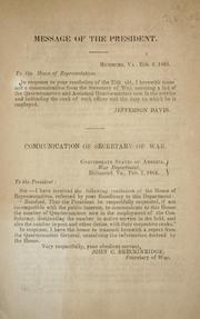 Cover of: Communication of Secretary of War : [transmitting a report from the Quartermaster General on the number of quartermasters and assistant quartermasters in the service]