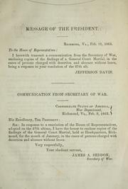 Cover of: Communication from Secretary of war by Confederate States of America. War Dept.