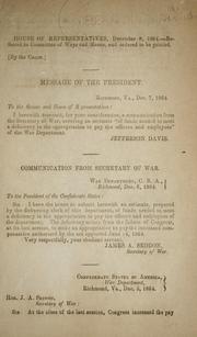 Cover of: Communication from secretary of war [submitting an estimate of funds needed to meet a deficiency in the appropriation to pay the officers and employees of the department] by Confederate States of America. War Dept.