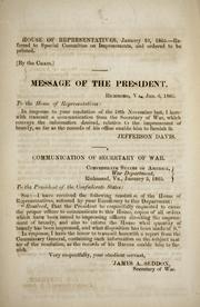 Cover of: Communication of secretary of war ... January 5, 1865 by Confederate States of America. War Dept.