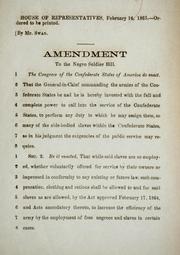 Cover of: Amendment to the negro soldier bill