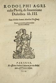 Cover of: De inuentione dialectica lib. III