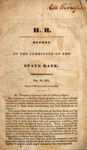Cover of: H. R. report of the Committee on the State Bank: Dec. 30, 1835