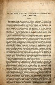 Cover of: To the people of the second congressional district in Indiana: [Washington, September 20, 1841]