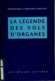 Cover of: La légende des vols d'organes
