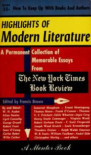 Cover of: Highlights of modern literature by Francis Brown