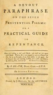 Cover of: A devout paraphrase of the seven penitential Psalms: or, a practical guide to repentance