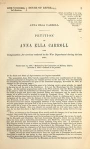 Cover of: Petition of Anna Ella Carroll