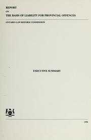 Cover of: Executive summary by Ontario Law Reform Commission.