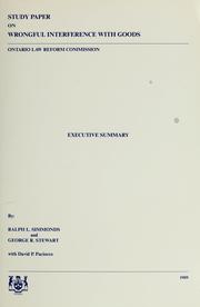 Cover of: Study paper on wrongful interference with goods by R. L. Simmonds