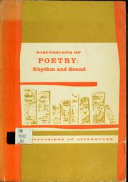 Cover of: Discussions of poetry: rhythm and sound.