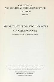 Cover of: Important tomato insects of California