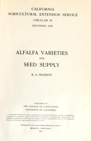 Cover of: Alfalfa varieties and seed supply