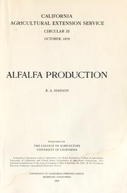Cover of: Alfalfa production