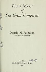 Cover of: Piano music of six great composers