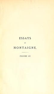 Cover of: The essays of Montaigne