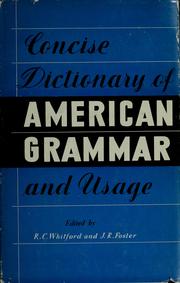 Cover of: Concise dictionary of American grammar and usage by Robert C. Whitford