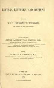 Cover of: Letters, lectures, and reviews, including the Phrontisterion: or, Oxford in the 19th century.