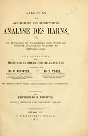 Cover of: Anleitung zur qualitativen und quantitativen Analyse des Harns: Sowie zur Beurtheilung der ...