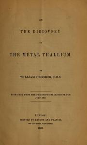 Cover of: On the discovery of the metal thallium