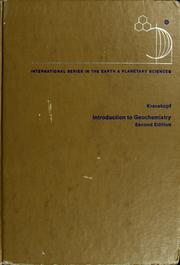 Cover of: Introduction togeochemistry