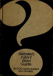 Cover of: Webster's instant word guide.