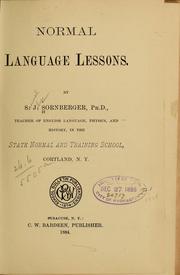 Cover of: Normal language lessons | Samuel John Sornberger