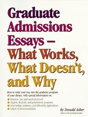 Graduate Admissions Essays by Donald Asher